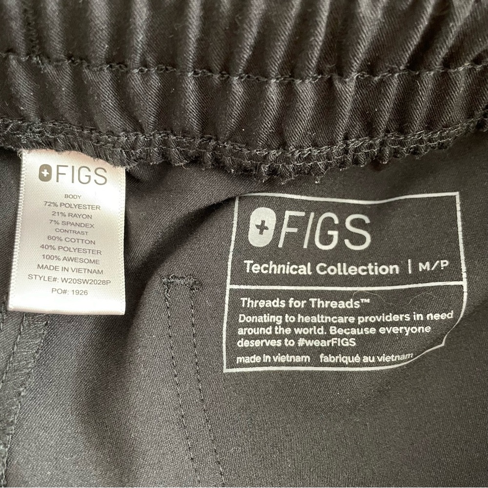 Women’s FIGS High Waisted Zamora Jogger Scrub Pants Black 1926 Size MP - Picture 7 of 7